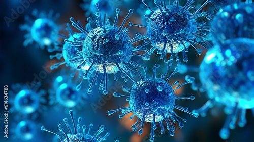 Corona virus picture on an abstract background. The concept of pandemic, disease, viral infections