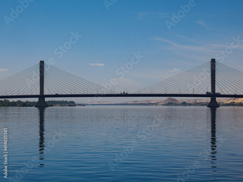 Landmark Engineering: Reflection of Blue Cable-Stayed Bridge Nea