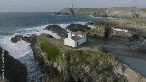 Virxen do Porto church in clifs from aerial view