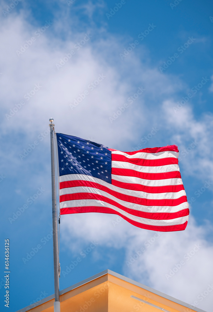 american flag on sky miami