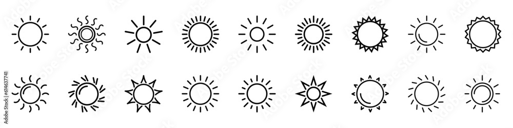 Sun icon vector isolated, sun symbol.