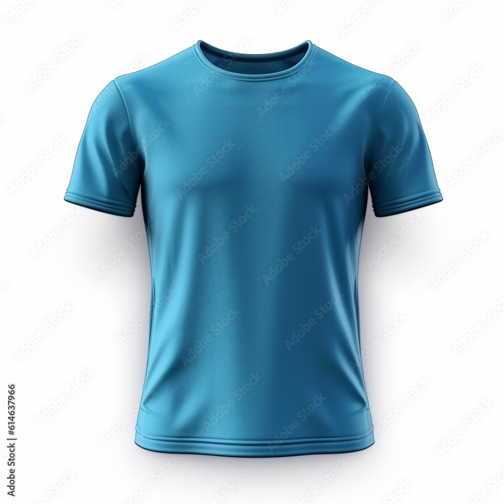 3D rendered Blue Tshirt with copy space mockup - ai generative 3D rendered Blue Tshirt with copy space mockup - ai generative