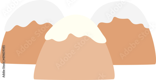 snow covered  brown round mountains flat style