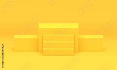 3d podium three cubes with stairs competition stage award arena best place realistic vector