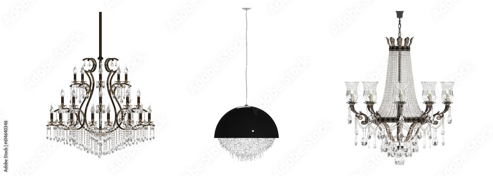 Fototapeta premium crystal chandelier for the interior isolated on transparent background, home lighting, 3D illustration, cg render 