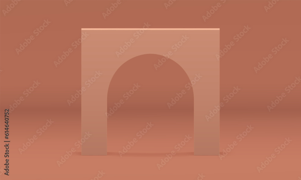 Fototapeta premium 3d arch block brown curved angular vertical construction premium decor element realistic vector
