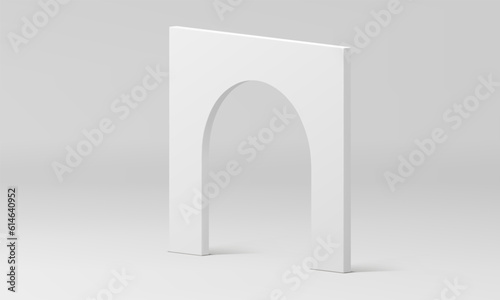 3d arch white stand geometric curved angular foundation isometric architecture decor element vector