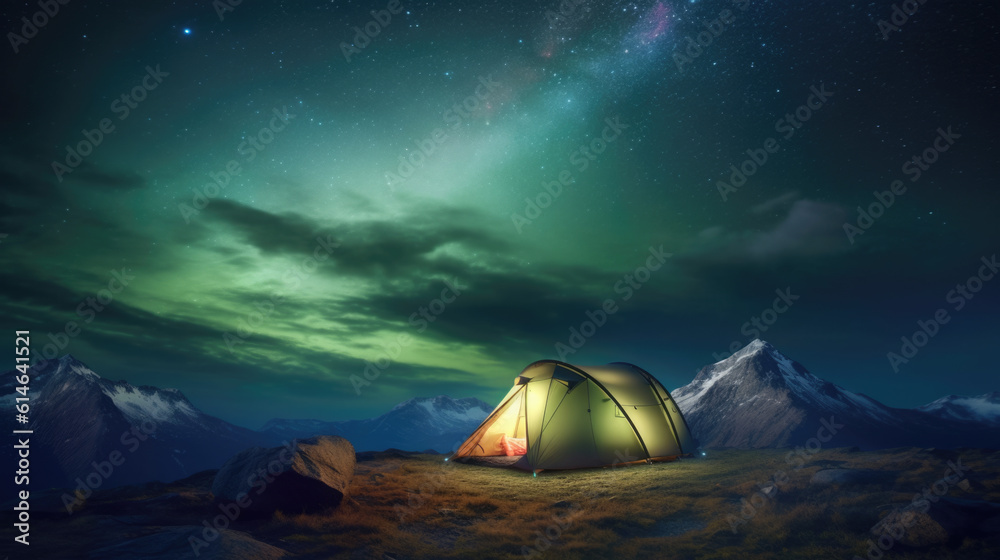 Amidst the African savannah, under the starry night sky, a tent awaits adventurous souls looking to embark on an unforgettable hiking experience at the foot of Kilimanjaro.
