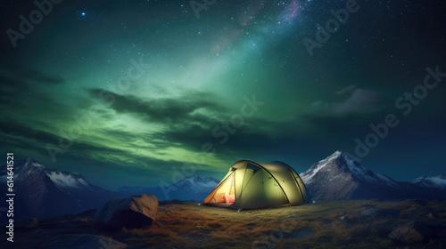 Amidst the African savannah, under the starry night sky, a tent awaits adventurous souls looking to embark on an unforgettable hiking experience at the foot of Kilimanjaro.