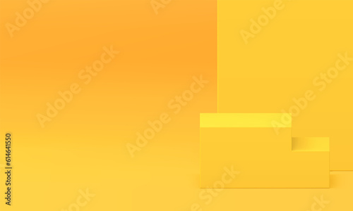 3d podium stairs yellow steps platform angular construction win celebration award arena vector