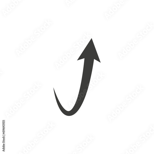 Semicircular rounded curved geometric trajectory arrow. The arrow of the flight path and the motion of the object. 