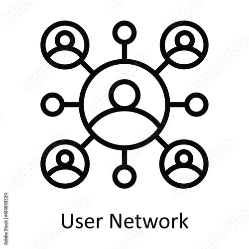 User Network Vector outline Icon Design illustration. Network and communication Symbol on White background EPS 10 File 