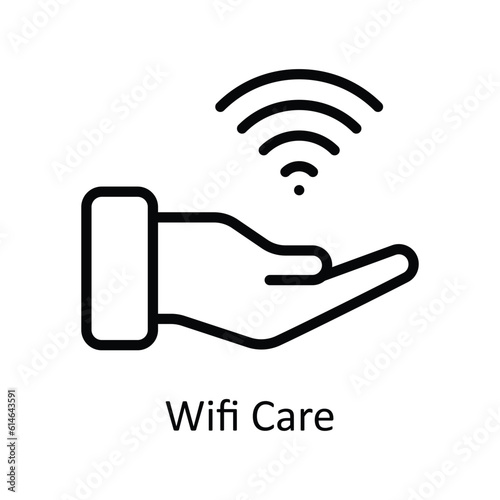 Wifi Care  Vector  outline Icon Design illustration. Network and communication Symbol on White background EPS 10 File
