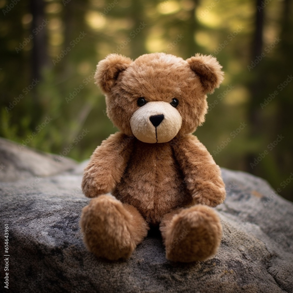 A small plushie brown bear in the environment. A small plushie bear sit down on the ground. A small plushie brown bear in the environment. A small plushie bear sit down on the ground.