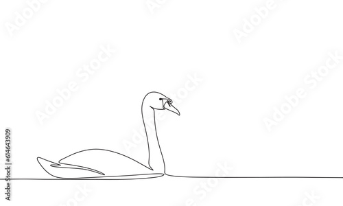 Abstract swan in continuous line art drawing style. Minimalist black linear sketch isolated on white background. Vector illustration