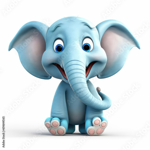 Cartoon elephant mascot smiley face on white background