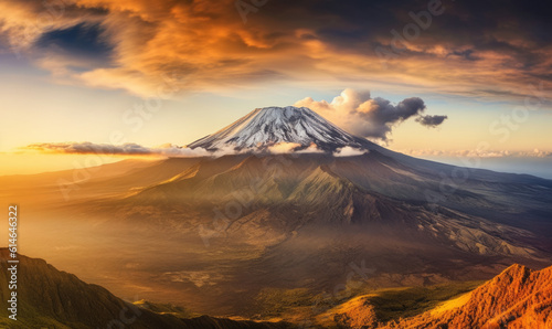 Sunset at mountain Kilimanjaro Tanzania and Kenya, travel summer holiday vacation idea concept. 