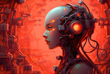 woman abstract cybernetic art background
