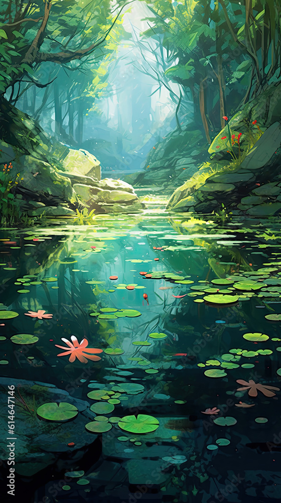 The Secret Garden: A Beautiful Pond with Humanized Fish