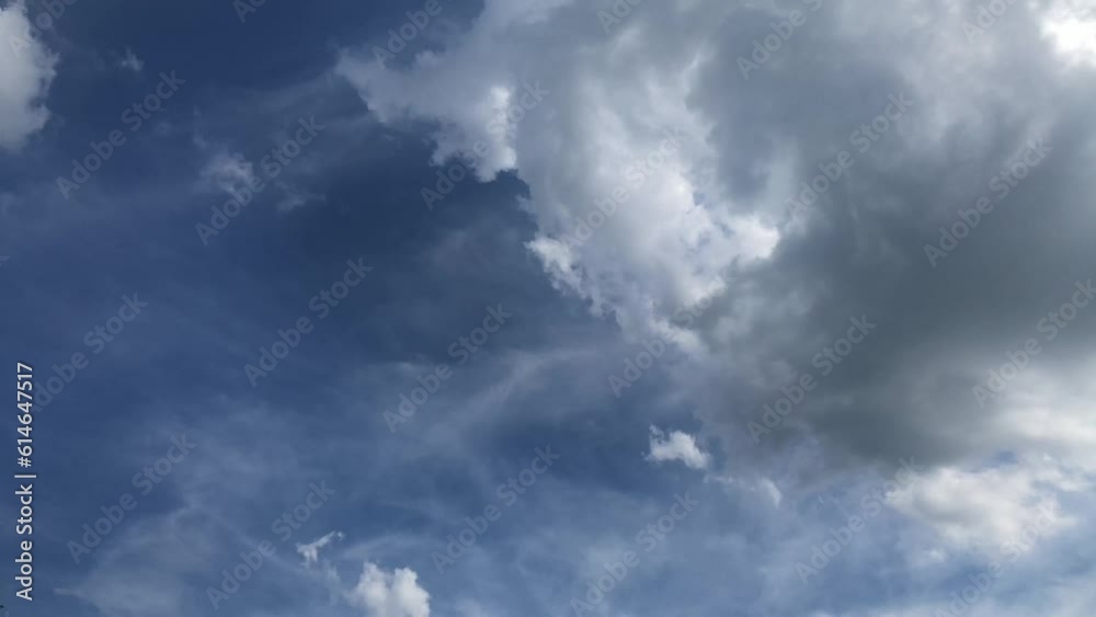 clouds formation in clear blue sky passing fast, time concept weather forecast clouds formation in clear blue sky passing fast, time concept weather forecast