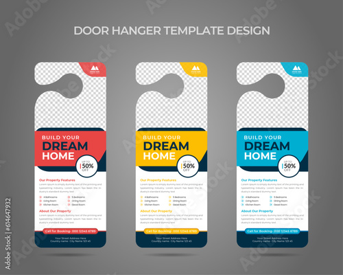 Real estate agency business door hanger template design