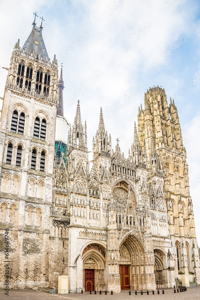 View at the Cathedrale of Notre Dame inthe streets of Rouen - France
