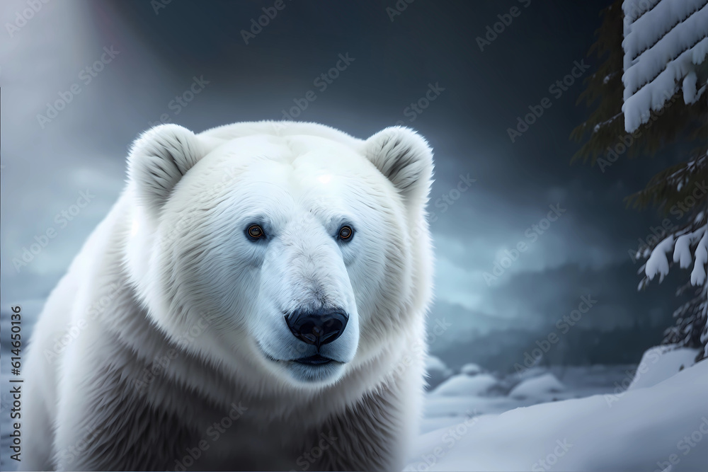 Polar Bear Journey Across the Snowy Desert