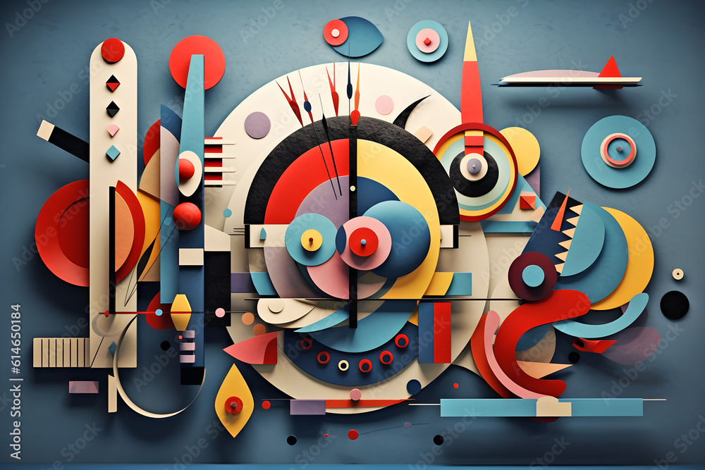 Obraz premium Kandinsky inspired abstract 3D background with circles