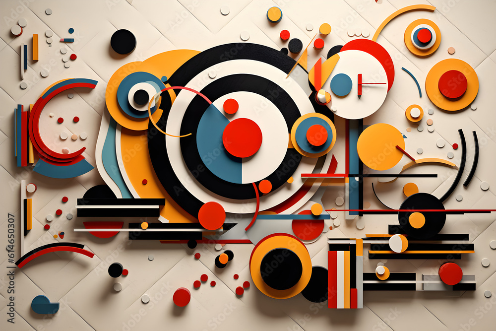 Obraz premium Kandinsky inspired abstract 3D background with circles