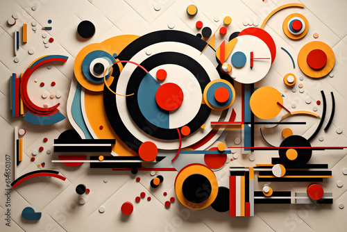 Kandinsky inspired abstract 3D background with circles