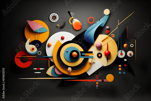 Kandinsky inspired abstract 3D background with circles