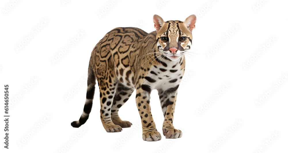 Ocelot cat isolated on white background Ocelot cat isolated on white background
