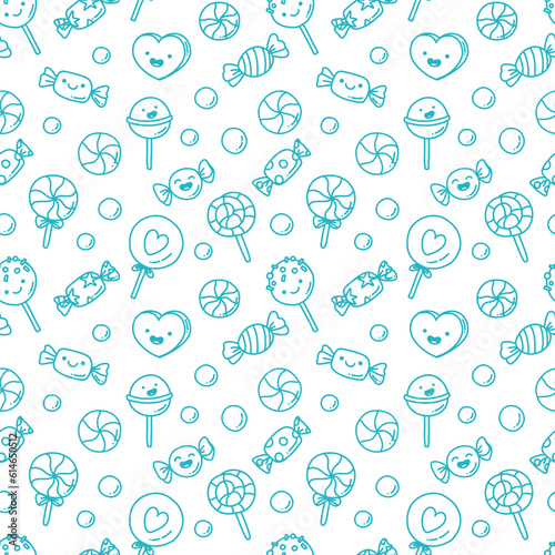 cute vector seamless pattern with cartoon candy