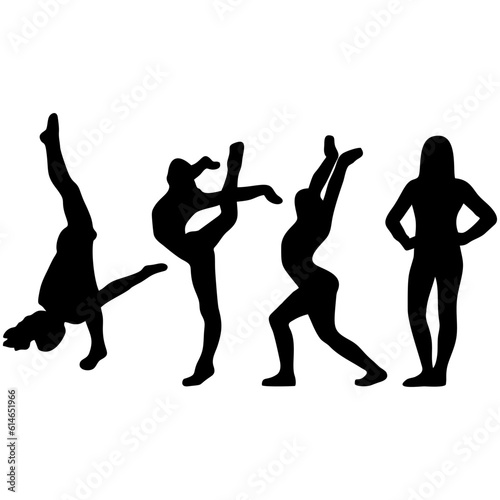 silhouette of female floor gymnastic athlete