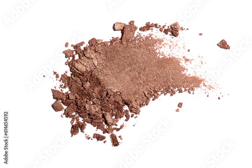 Fotografie Smear of broken eye shadow isolated on white background.