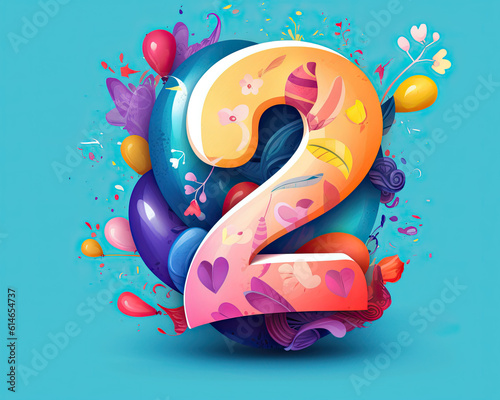 Counting Down: Colorful number 2 designs for birthdays and milestones