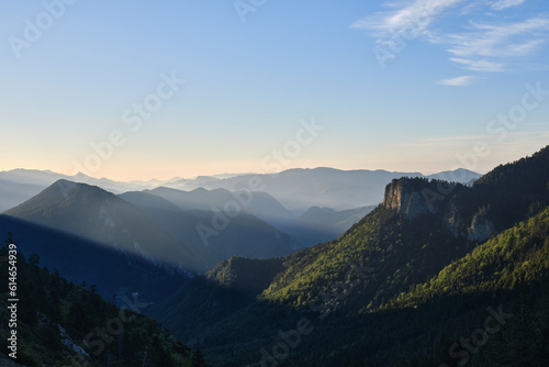 sunrise between mountains in the natural park of Cadí-Moixeró pre-Pyrenees, Catalonia, Spain
