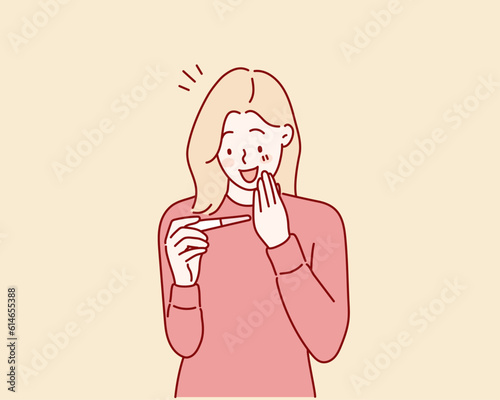Happy Woman Holding Pregnancy Test with Two Line Marks as Positive Result Flat Design Vector Illustration. Hand drawn style vector design illustrations.