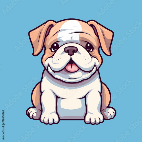 bulldog. Cute little cartoon kawaii anime character. Domestic Pet. Wild  Animal. Flat vector