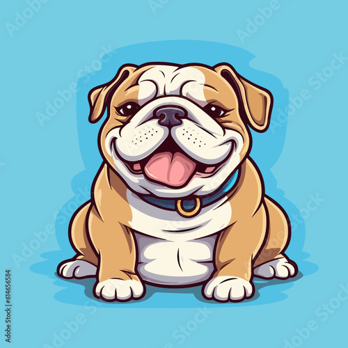 bulldog. Cute little cartoon kawaii anime character. Domestic Pet. Wild  Animal. Flat vector