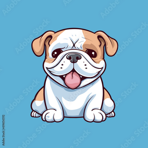 bulldog. Cute little cartoon kawaii anime character. Domestic Pet. Wild  Animal. Flat vector