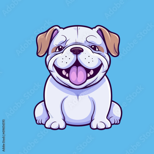 bulldog. Cute little cartoon kawaii anime character. Domestic Pet. Wild  Animal. Flat vector