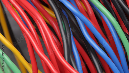 Group of colored electrical cables