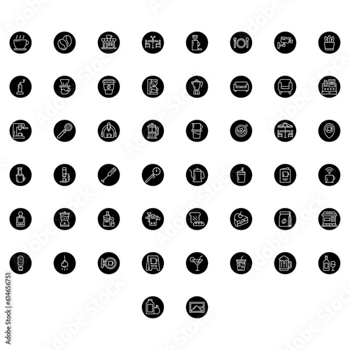 Vector of Cafe Icon Set Round. Perfect for user interface, new application.