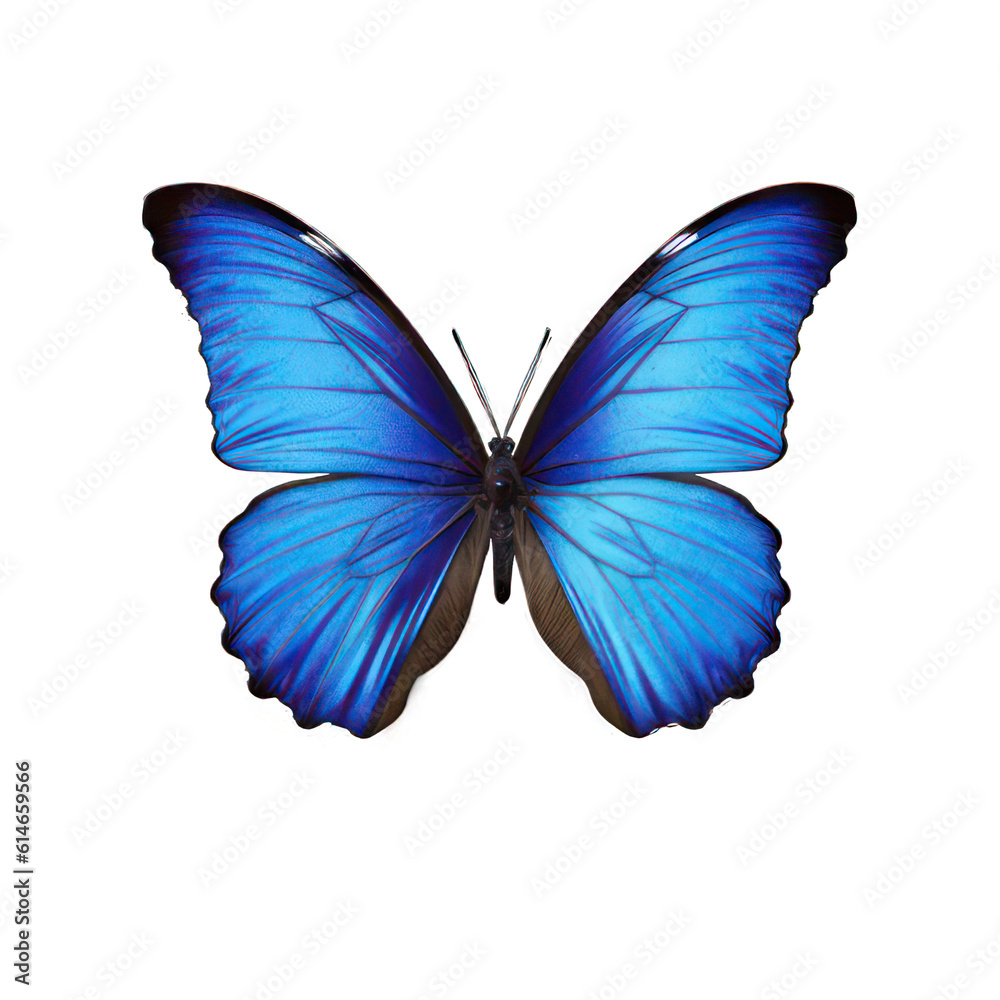 Blue butterfly isolated on white created with Generative AI Blue butterfly isolated on white created with Generative AI