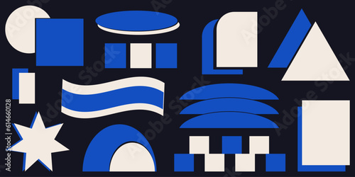 Shape set y2k style for banner. Y2k aesthetic.Shape set y2k style for decoaration.Simple shapes.Shape set y2k style for poster.Trendy 90s.Trendy geometric forms.