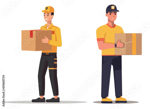  Illustration of a courier holding a package