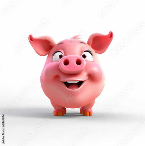 Cartoon pig mascot smiley face on white background