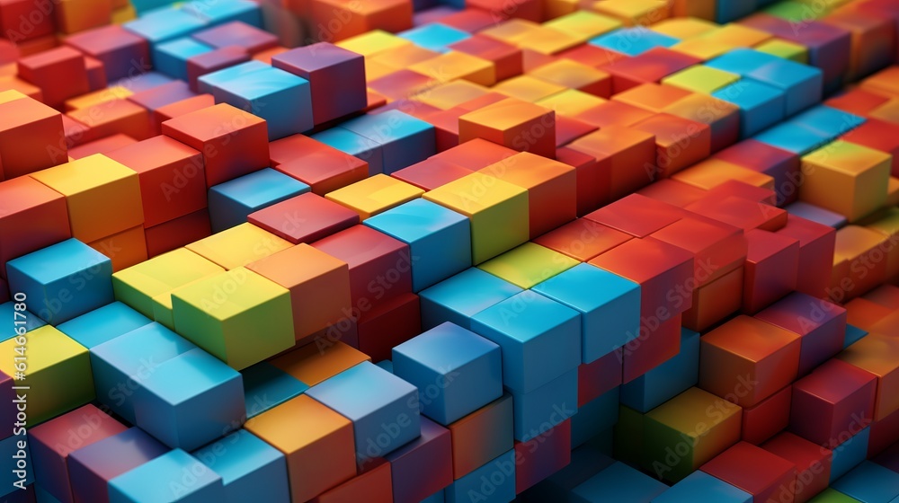 Blocks and cube abstract rainbow background. Generative Ai Blocks and cube abstract rainbow background. Generative Ai