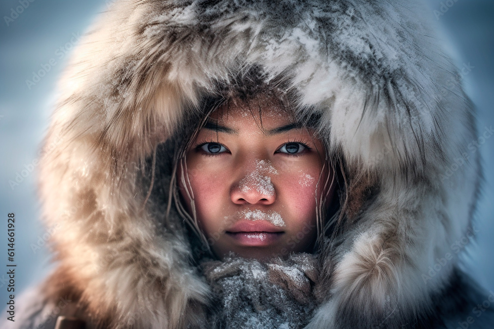 Portrait of an Eskimo on a snowy day Portrait of an Eskimo on a snowy day